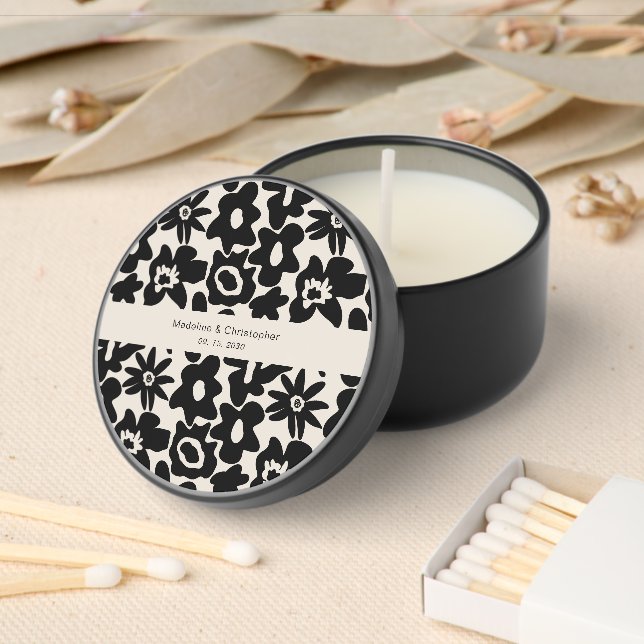 Boho Retro Abstract Floral Wedding Mini Candle Favors (Insitu)