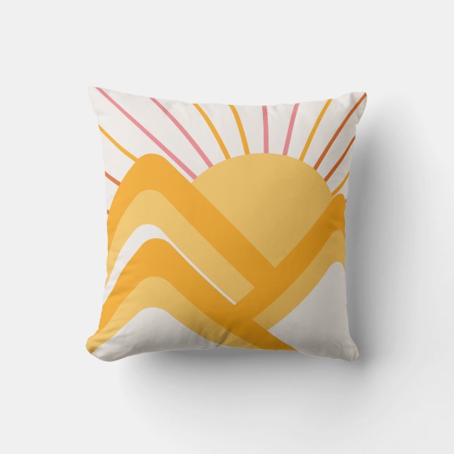 Boho Retro Abstract Landscape Throw Pillow (Front)
