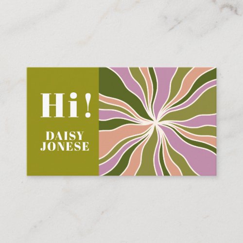 Boho Retro Abstract Wavy Radiating Lines Business Business Card