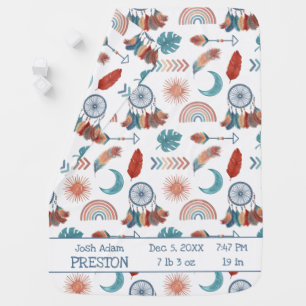 Boho Retro Baby Drawings Blanket