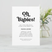 Boho Retro Black and White | Twins Baby Shower Invitation (Standing Front)