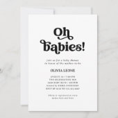 Boho Retro Black and White | Twins Baby Shower Invitation (Front)