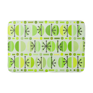 Boho Retro Bowls Lines Chartreuse Bath Mat