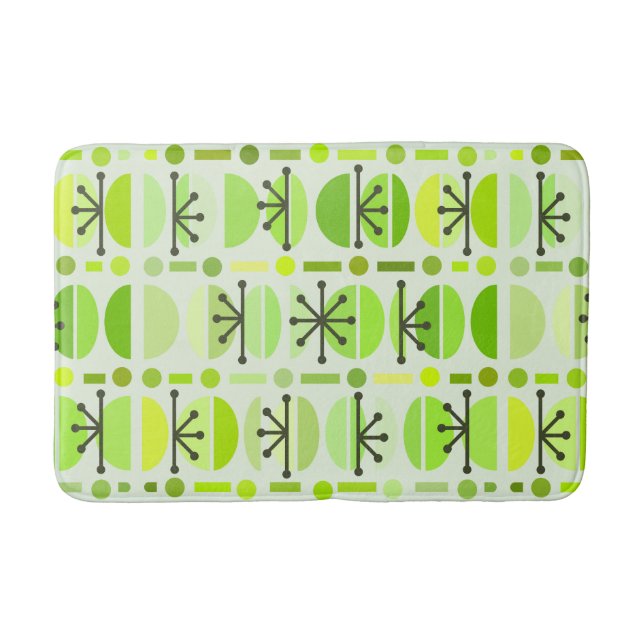 Boho Retro Bowls Lines Chartreuse Bath Mat (Front)