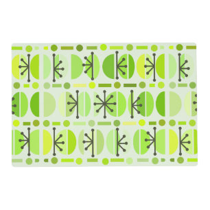Boho Retro Bowls Lines Chartreuse Placemat