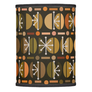 Boho Retro Bowls Lines Dark Earth Tones Lamp Shade