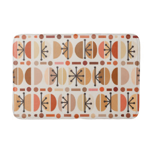 Boho Retro Bowls Lines Earth Tones Bath Mat