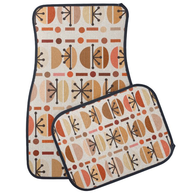Boho Retro Bowls Lines Earth Tones Car Floor Mat (Set)