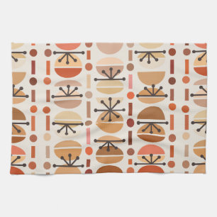 Boho Retro Bowls Lines Earth Tones Kitchen Towel