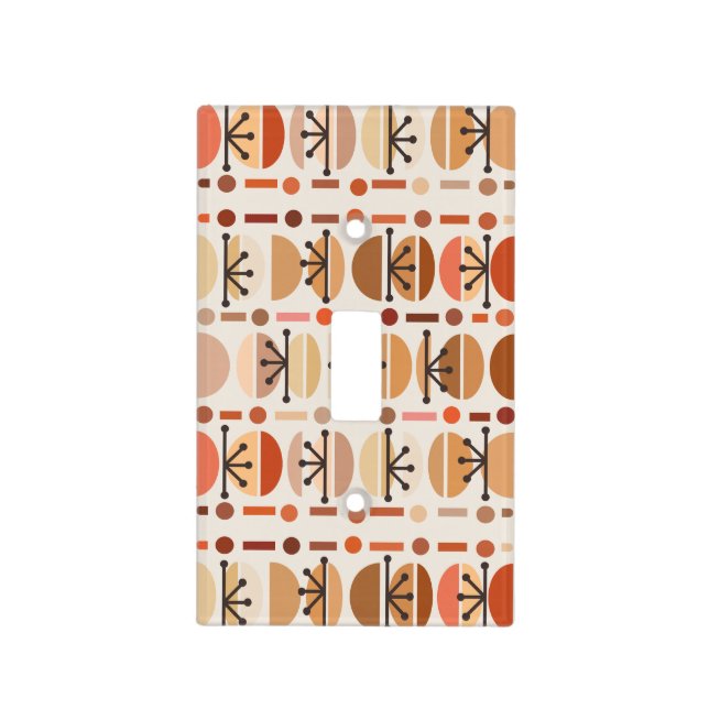 Boho Retro Bowls Lines Earth Tones Light Switch Cover (Front)