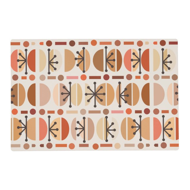Boho Retro Bowls Lines Earth Tones Placemat (Front)