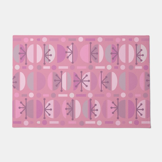 Boho Retro Bowls Lines Pink Doormat (Front)
