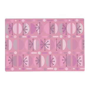 Boho Retro Bowls Lines Pink Placemat