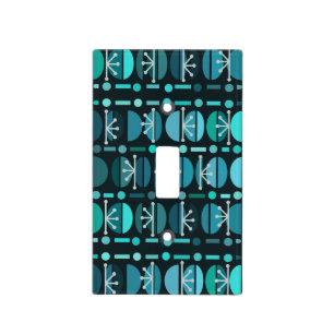 Boho Retro Bowls Lines Teal Light Switch Cover