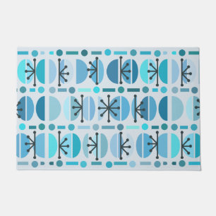 Boho Retro Bowls Lines Turquoise Doormat