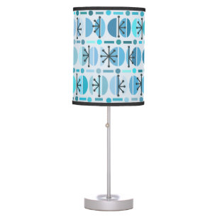 Boho Retro Bowls Lines Turquoise Table Lamp