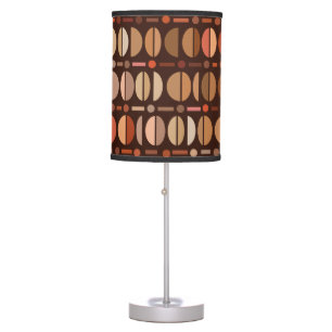 Boho Retro Bowls Pattern Dark Earth Tones Table Lamp