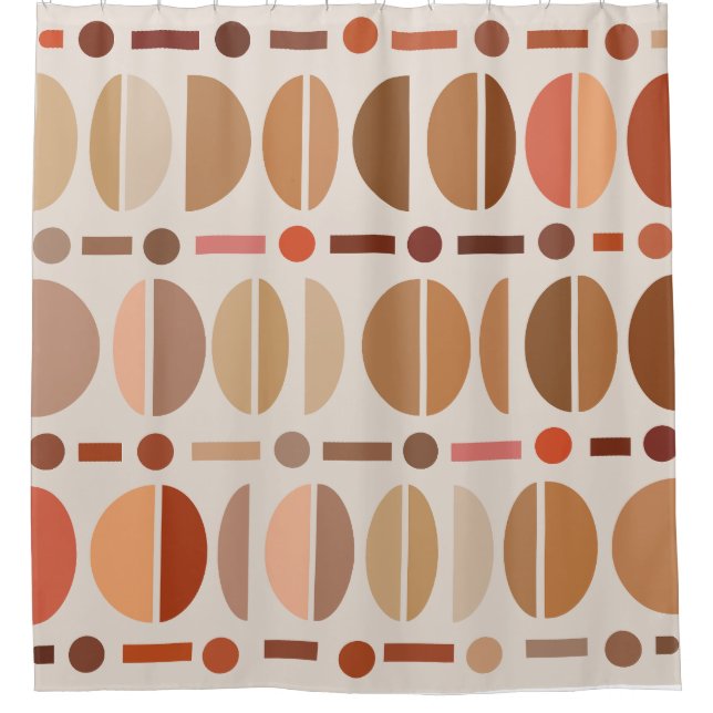 Boho Retro Bowls Pattern Light Earth Tones Shower Curtain (Front)