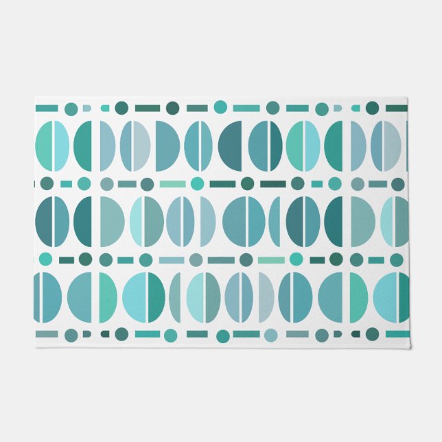 Boho Retro Bowls Pattern Turquoise Doormat (Front)