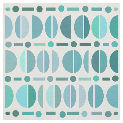Boho Retro Bowls Pattern Turquoise Fabric
