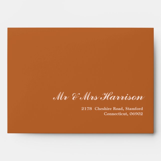 Boho Retro Burnt Orange Wedding  Envelope (Front)