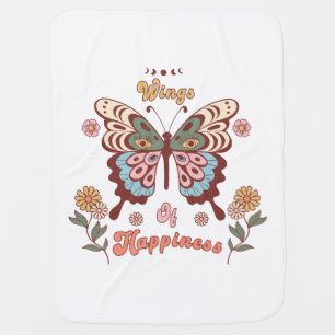 Boho Retro Butterfly Wings Baby Blanket