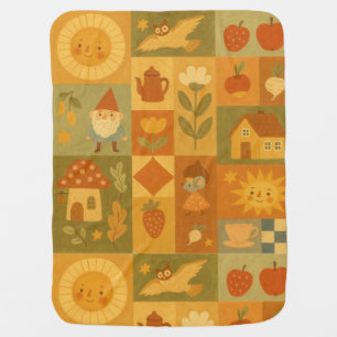 Boho Retro Celestial Sun Moon Baby Blanket