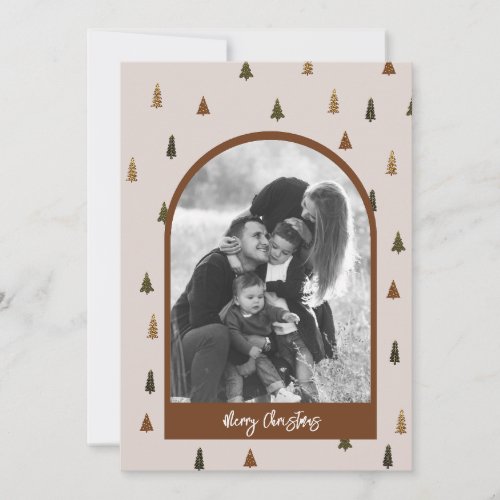 Boho Retro Christmas Tree Arch Holiday Card