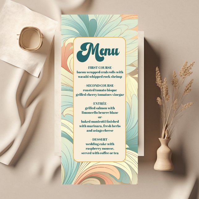 Boho Retro Colorful Floral Wedding  Menu (Creator Uploaded)