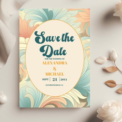 Boho Retro Colorful Floral Wedding  Save The Date