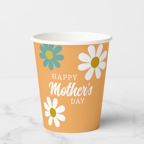 Boho Retro Daisies Mothers Day Floral Paper Cups