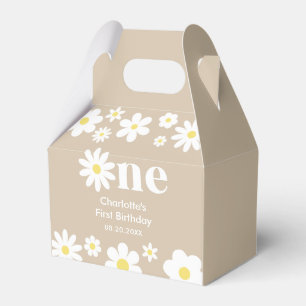 Boho Retro Daisy 1st Birthday Favor Boxes