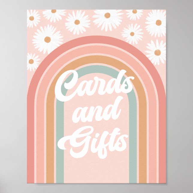 Boho Retro Daisy Birthday Cards and Gifts Sign (Front)