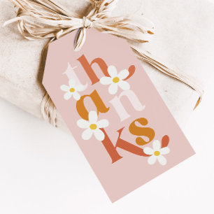 Boho Retro Daisy Birthday Favor Gift Tags