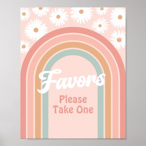 Boho Retro Daisy Birthday Favors Sign