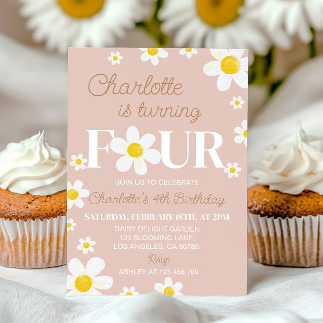 Boho Retro Daisy Bloom Birthday Invitation (Creator Uploaded)