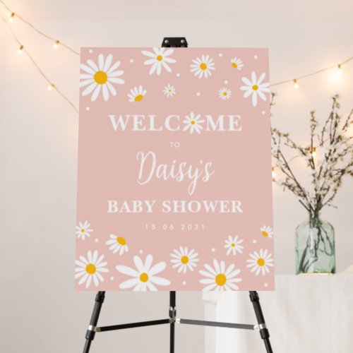 Boho Retro Daisy Floral Girl Baby Shower Welcome Foam Board