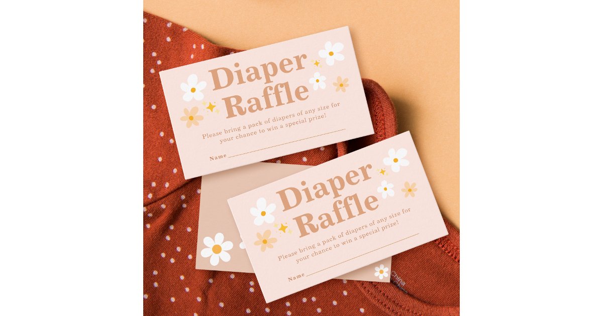Boho Retro Diaper Raffle Ticket Enclosure Card | Zazzle