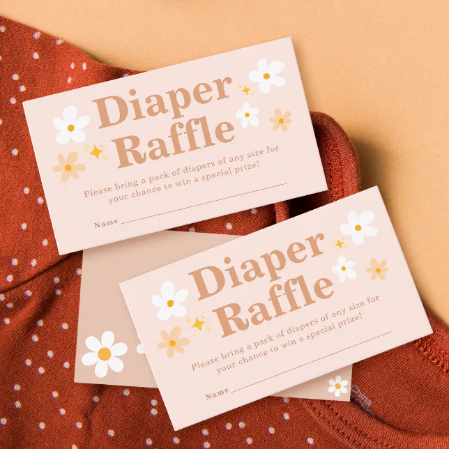 Boho Retro Diaper Raffle Ticket Enclosure Card | Zazzle