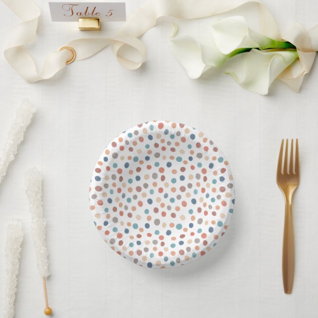 Boho Retro Dots Pattern Paper Bowls (Wedding)