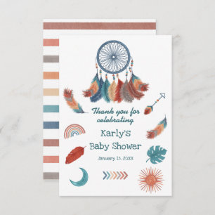 Boho Retro Dreamcatcher Baby Shower Thank You Card