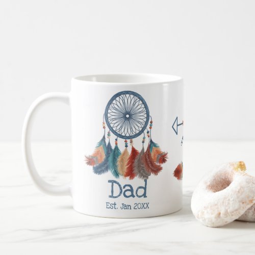 Boho Retro Dreamcatcher Dad Established Date Coffee Mug