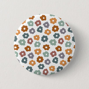 Boho Retro Earthy Florals and Botanical Charm Button