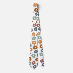 Boho Retro Earthy Florals and Botanical Charm Neck Tie