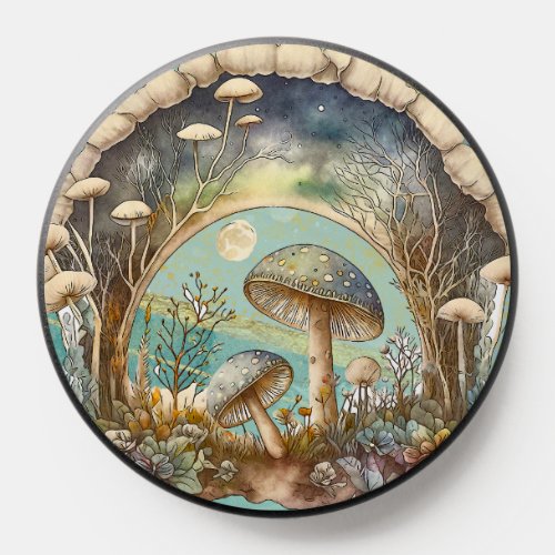 Boho retro fairytale watercolor fantasy mushrooms PopSocket