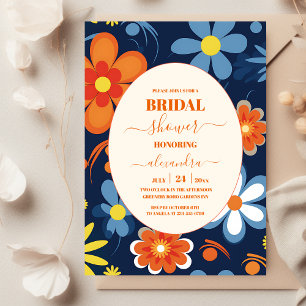 Boho Retro Floral Bridal Shower Invitation