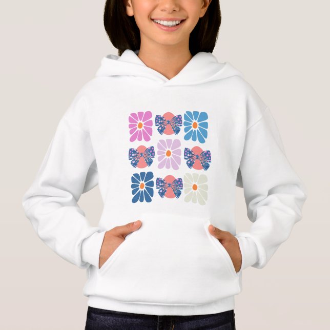 Boho retro floral simple easter hoodie (Front)