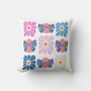 Boho retro floral simple spring easter throw pillow