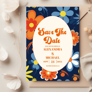 Boho Retro Floral Wedding Save The Date