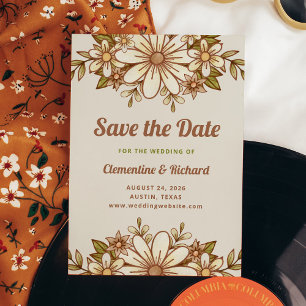 Boho Retro Flowers   Wedding Save The Date